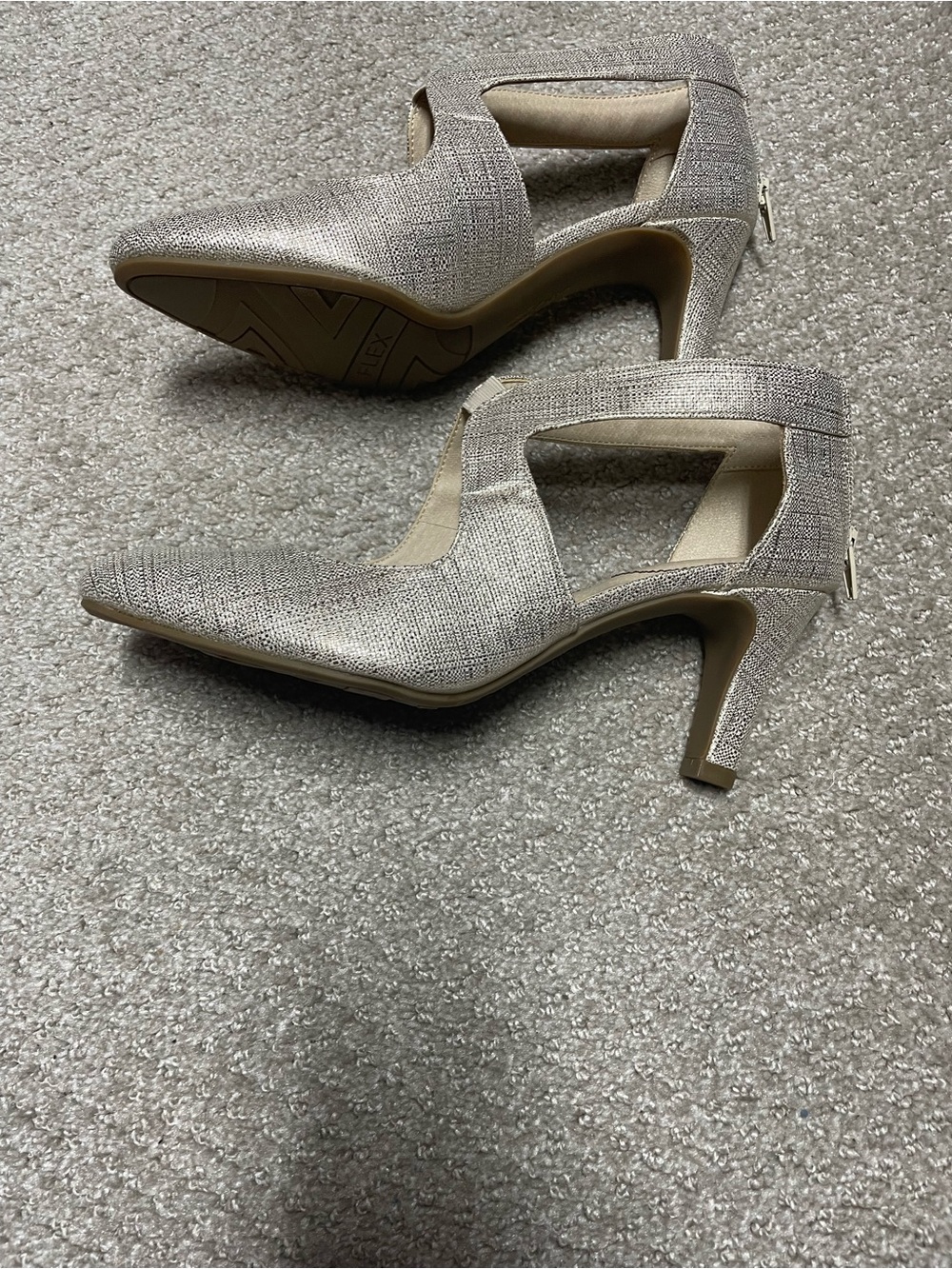 Life Stride Gold T-Strap Heels - Picture 2 of 4